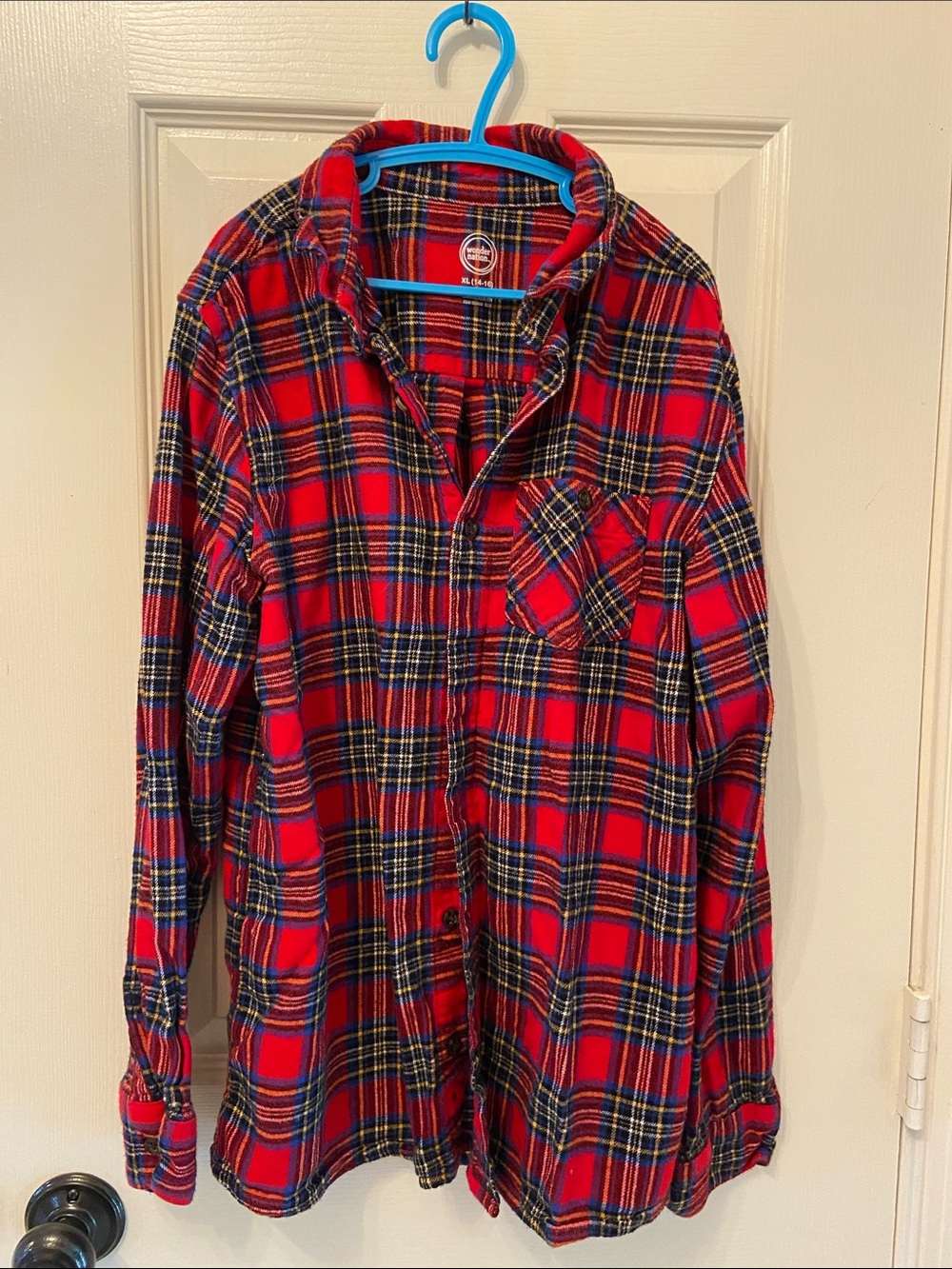 Wonder Nation Red Blue Plaid Flannel Shirt